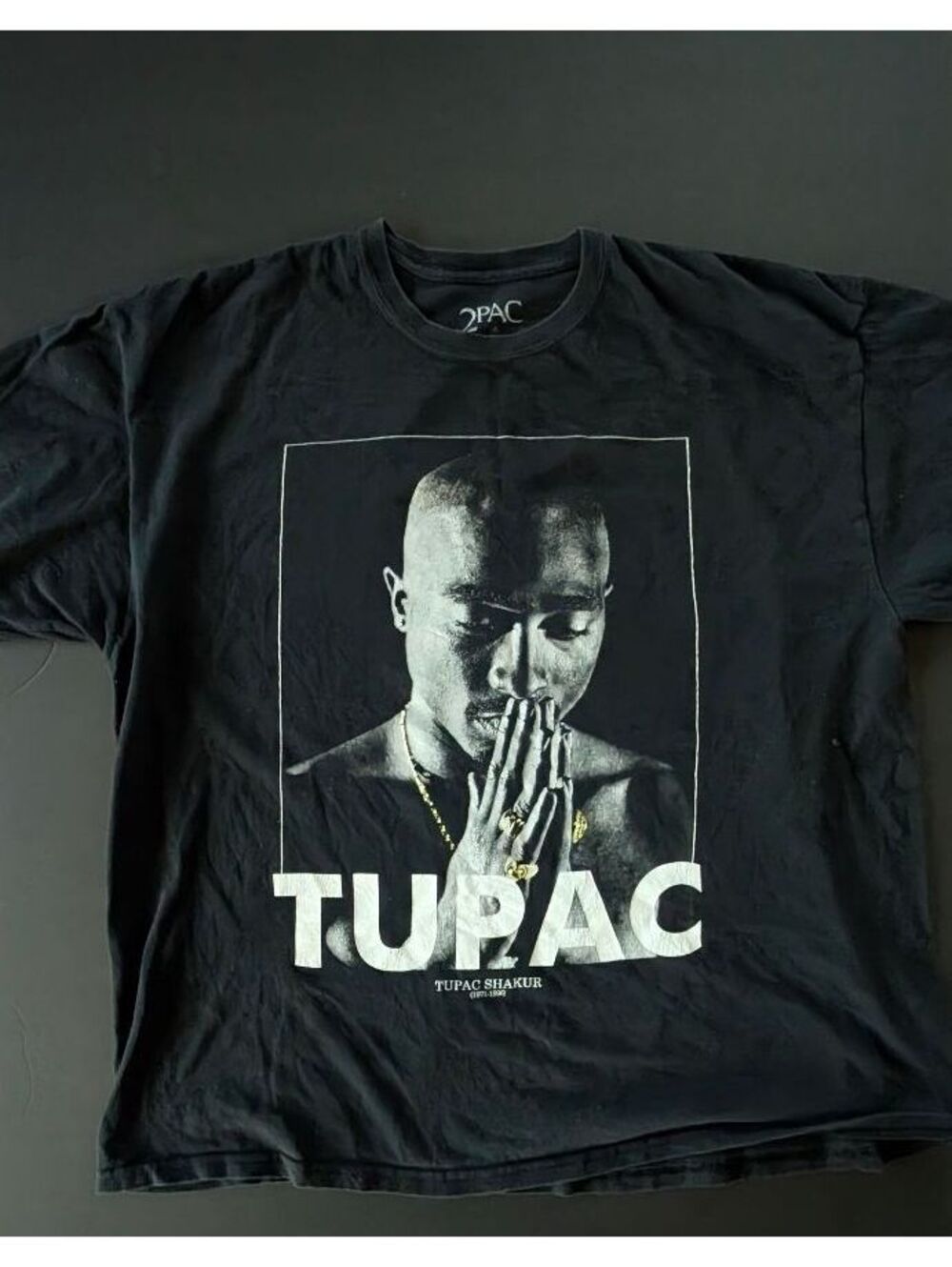 Official 2Pac Tupac Shakur Praying Hands Tee Shirt Black Mens XXL 2-Sided 71